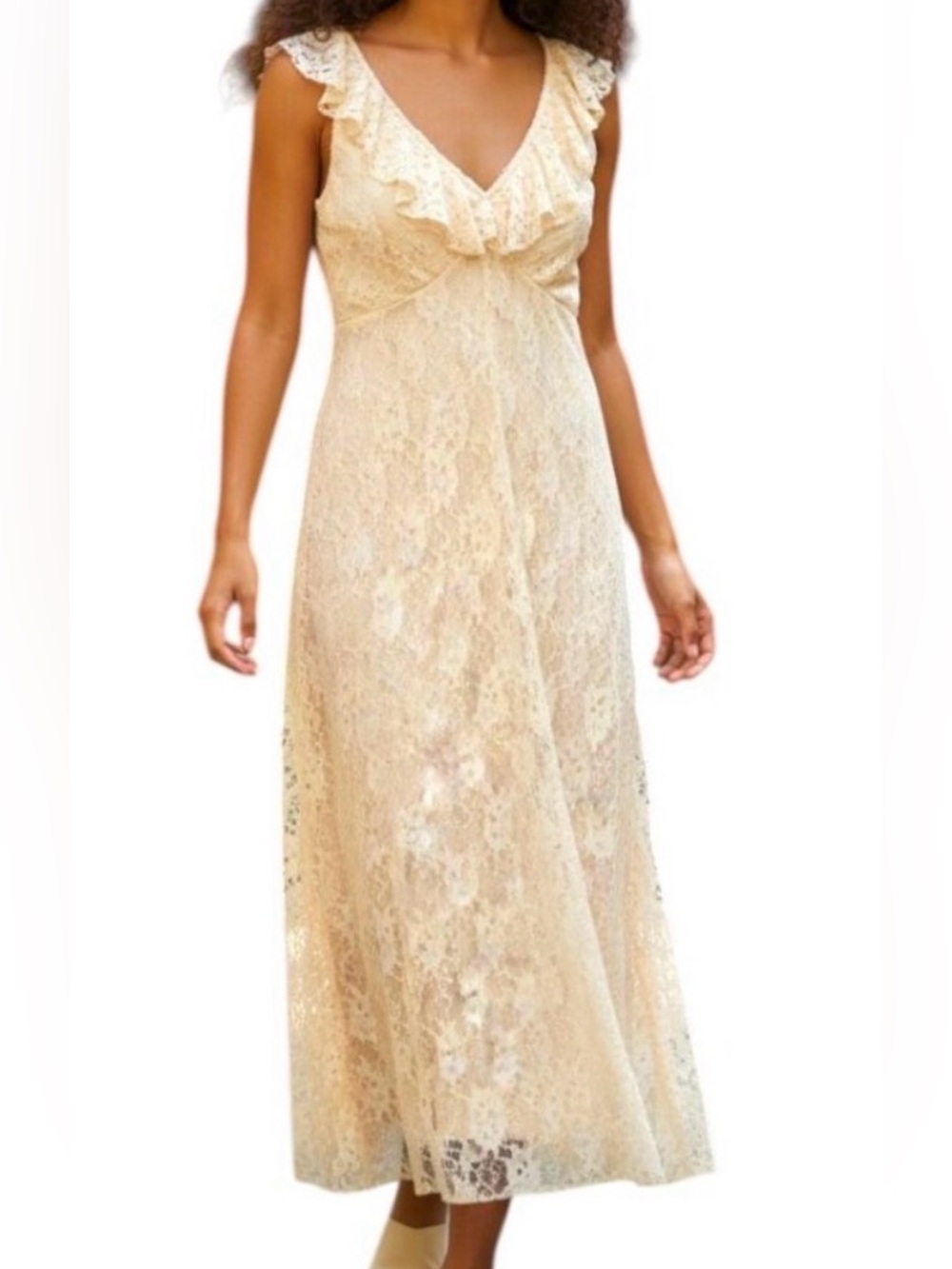 Zara‎ Ivory Lace Maxi Dress